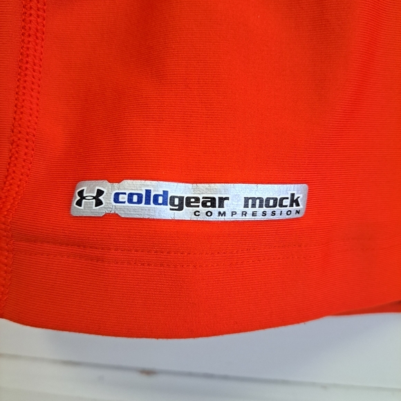 Under Armour Men’s ColdGear Mock Compression Long Sleeve-Orange-Size Medium - Picture 2 of 5